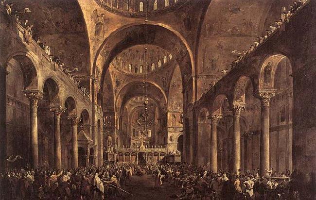 GUARDI, Francesco Doge Alvise IV Mocenigo Appears to the People in St Mark's Basilica in 1763 Germany oil painting art